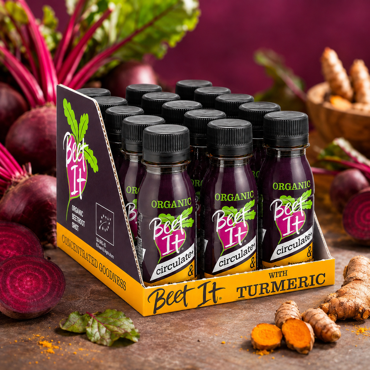 Beet It Organic Beetroot & Turmeric Shots – 300mg Dietary Nitrate | 15 x 70ml