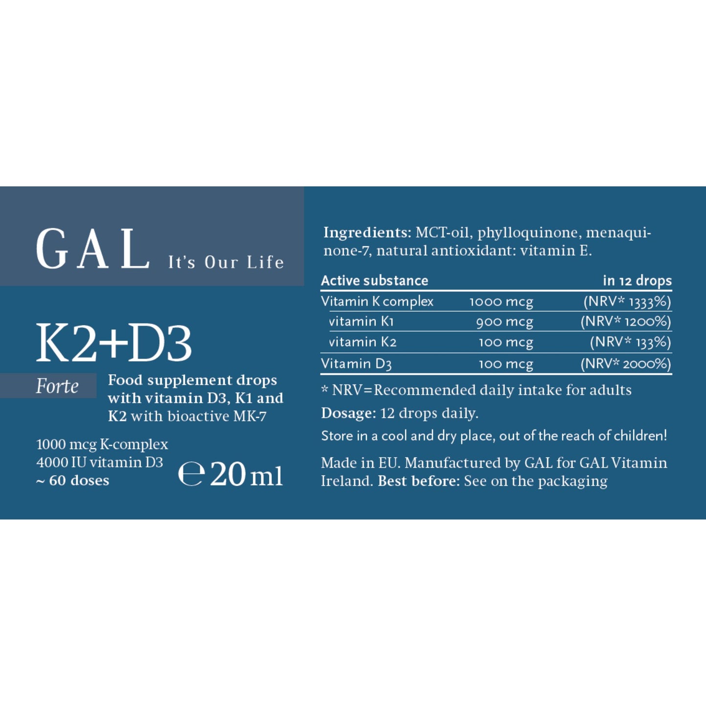 GAL K-Complex + D3 Forte Vitamin Drops