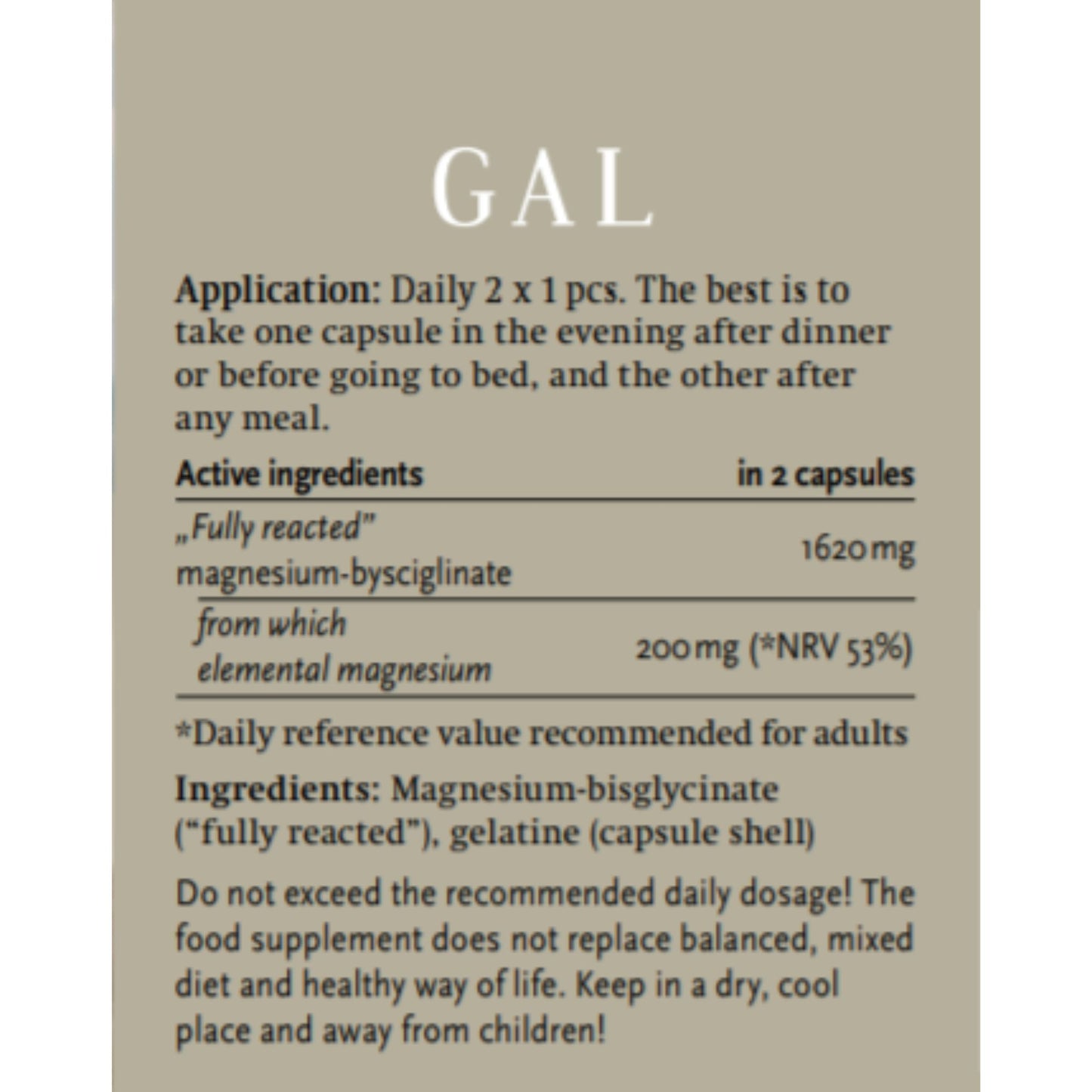 GAL Magnesium Bisglycinate – Fully Reacted Magnesium for Gentle Daily Support