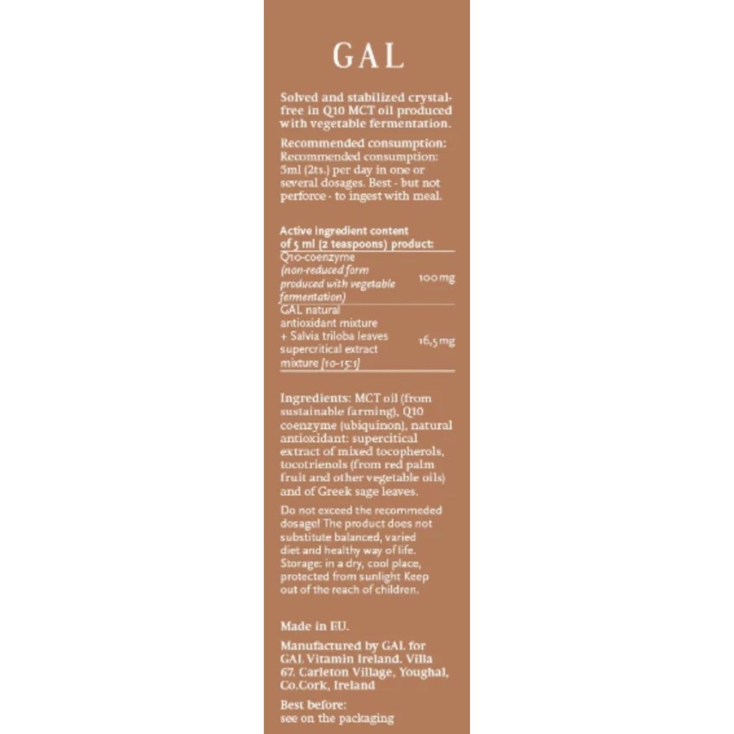 GAL Q10+MCT Oil – Crystal-Free Coenzyme Q10 for Maximum Absorption