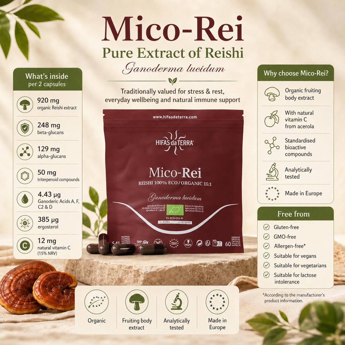 Hifas da Terra Mico-Rei Organic Reishi Extract Capsules