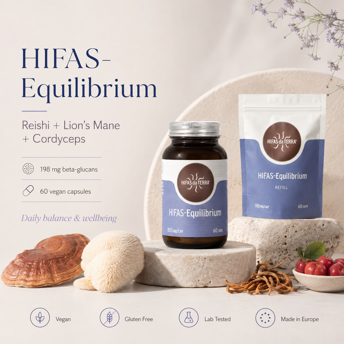 HIFAS-Equilibrium (Reishi, Lion’s Mane, Cordyceps) 60 capsules