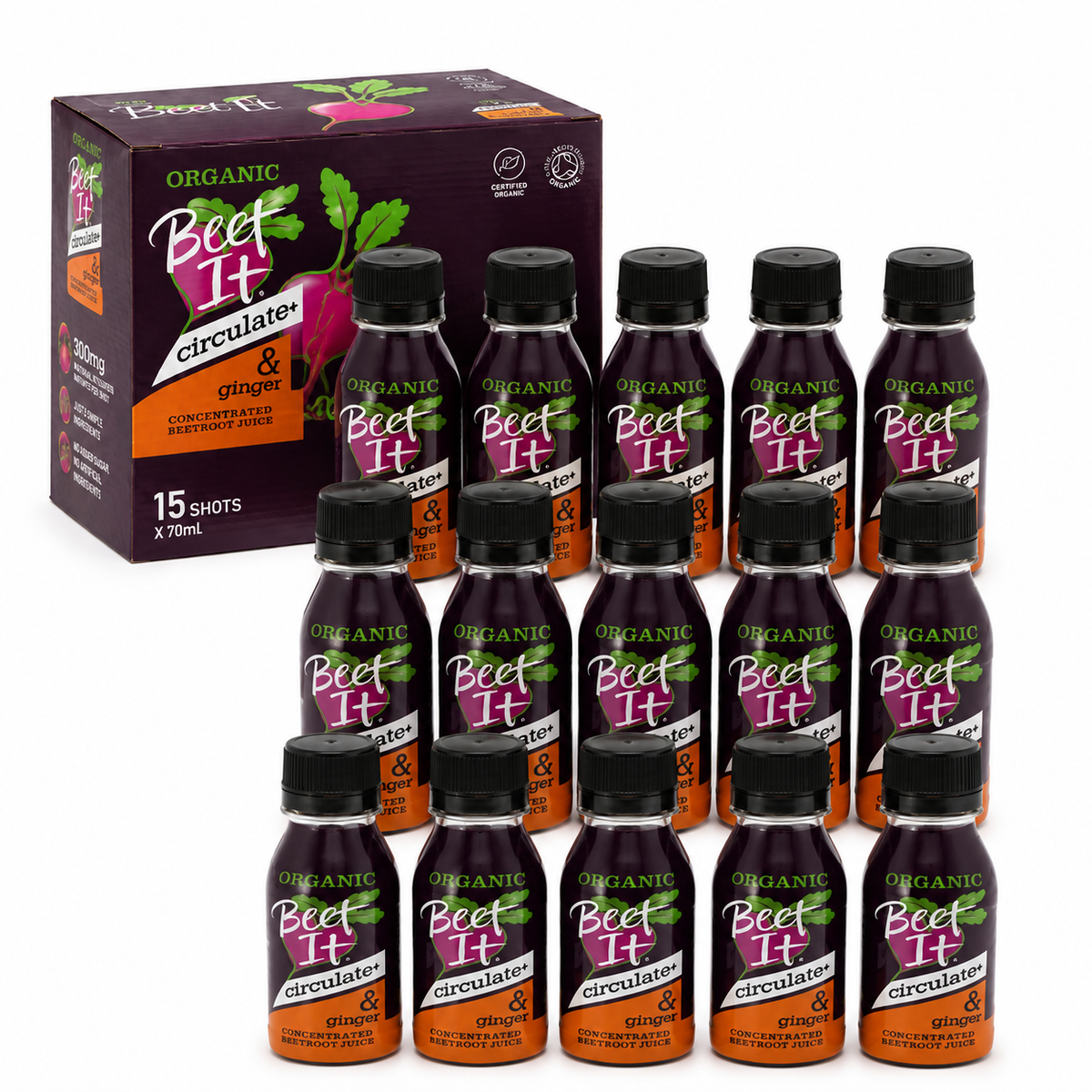 Beet It Organic Beetroot & Ginger Shot – 300mg Dietary Nitrate 15 x 70ml  Teljes termékleírás