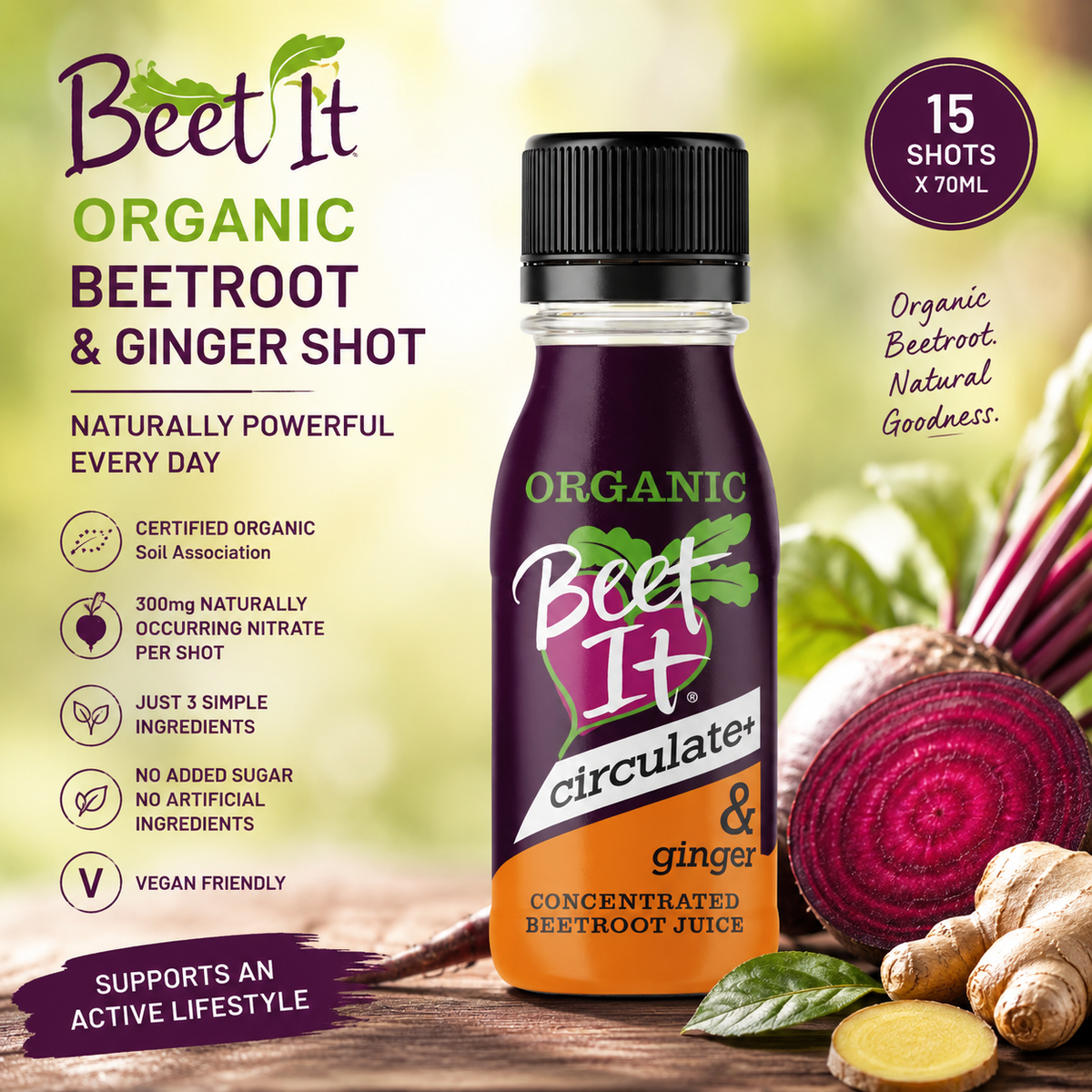 Beet It Organic Beetroot & Ginger Shot 70ml – 300mg Dietary Nitrate