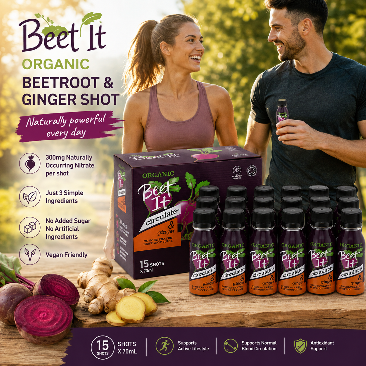 Beet It Organic Beetroot & Ginger Shot – 300mg Dietary Nitrate 15 x 70ml  Teljes termékleírás