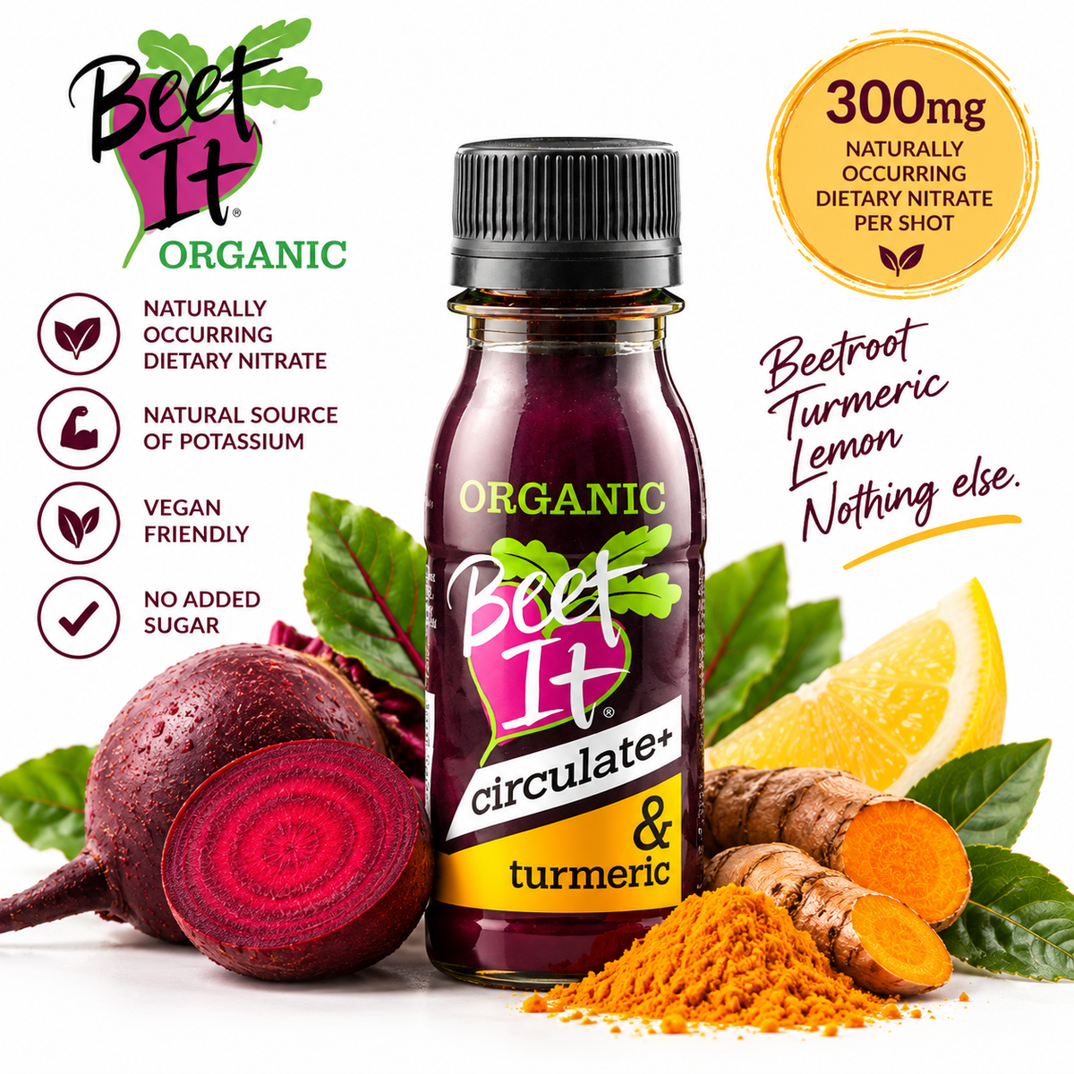 Beet It Organic Beetroot & Turmeric Shot 70ml – 300mg Dietary Nitrate
