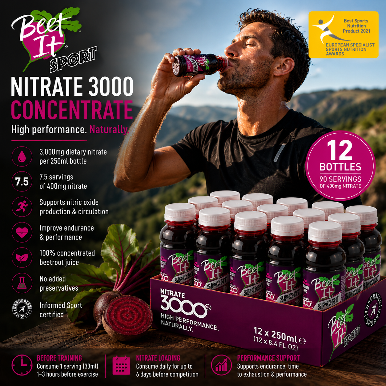 Beet It Sport Nitrate 3000 Concentrate – 12 × 250ml Multi-Pack