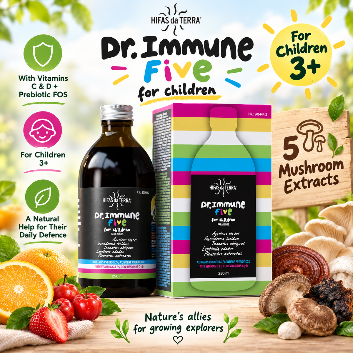 Dr. Immune Five Children’s Syrup 3+ – 5 Mushrooms + Vitamins C & D