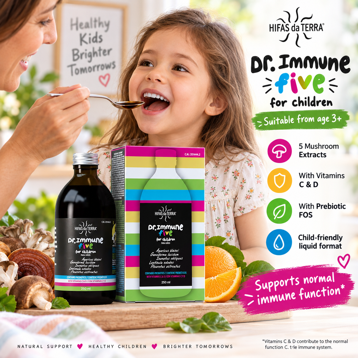 Dr. Immune Five Children’s Syrup 3+ – 5 Mushrooms + Vitamins C & D