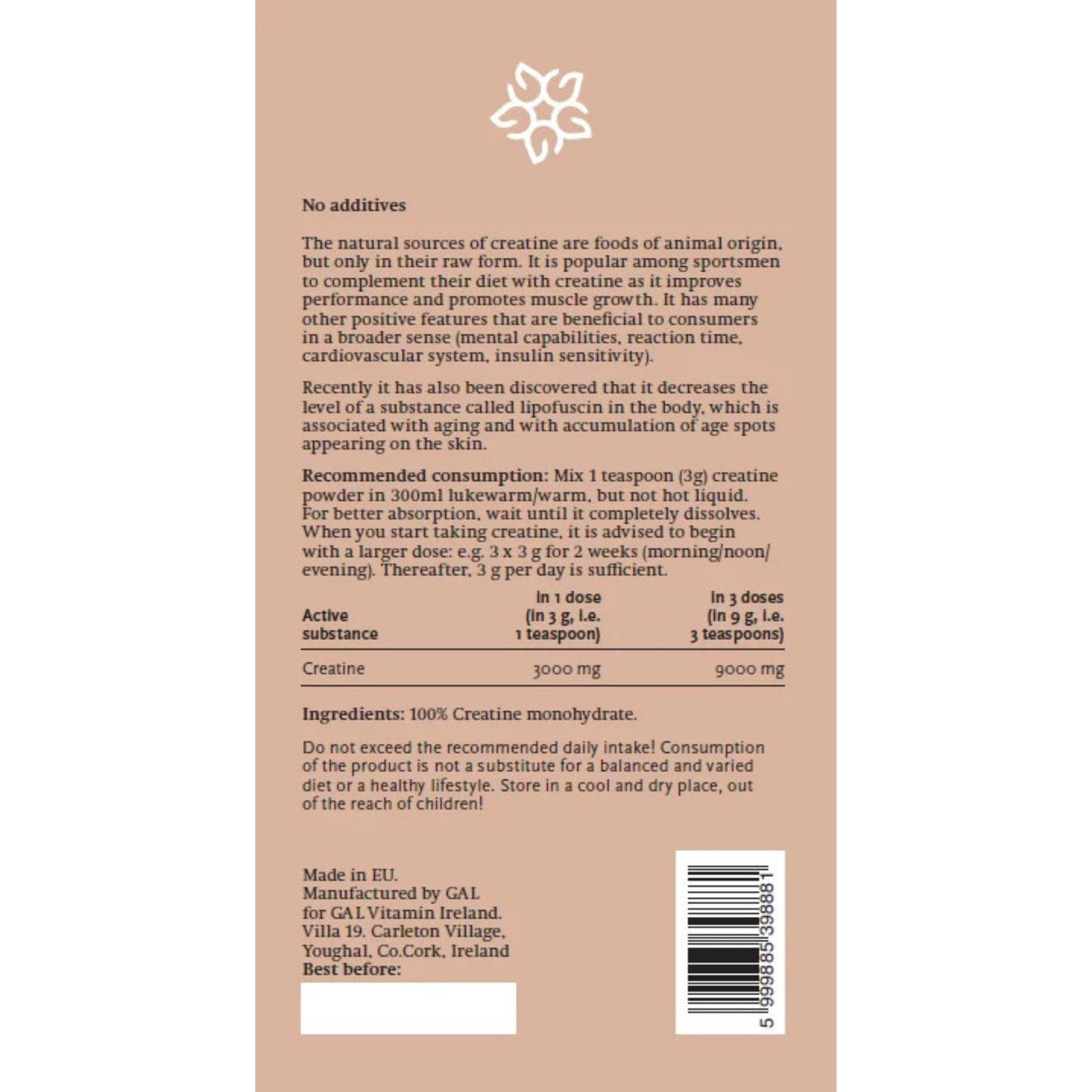 GAL Creatine Monohydrate – 400 g (133 servings)