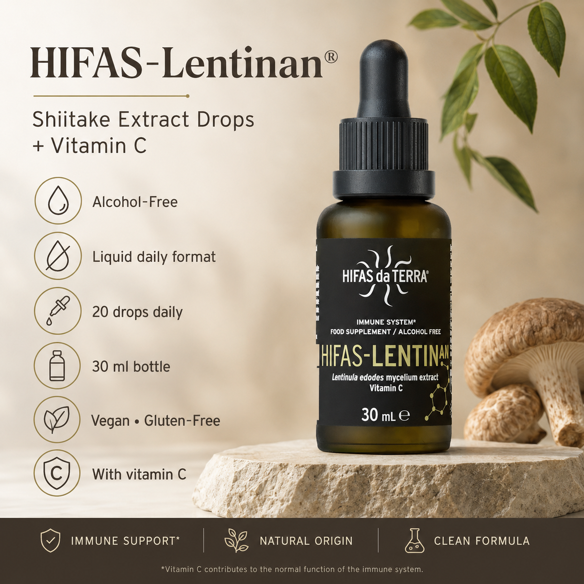HIFAS-Lentinan® – Shiitake Extract Drops + Vitamin C