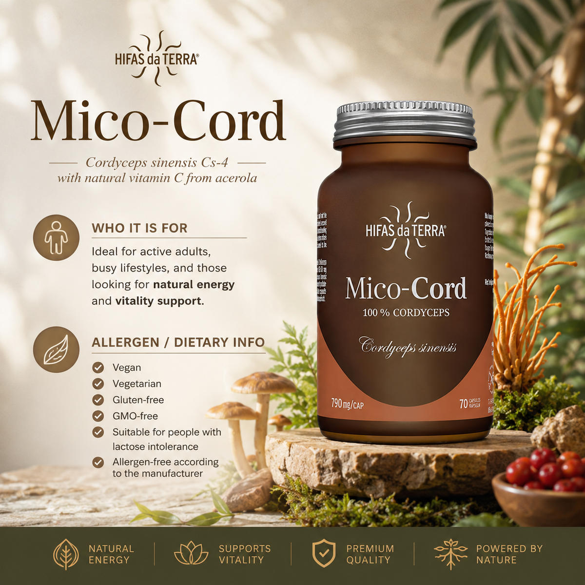 Hifas da Terra Mico-Cord Pure Cordyceps Extract Capsules