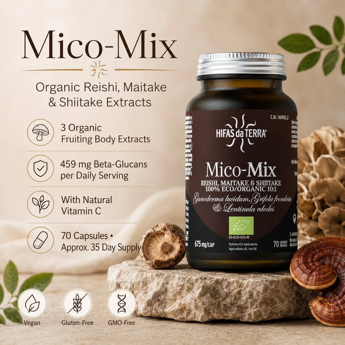 Mico-Mix® – Organic Reishi, Maitake & Shiitake Extracts + Vitamin C