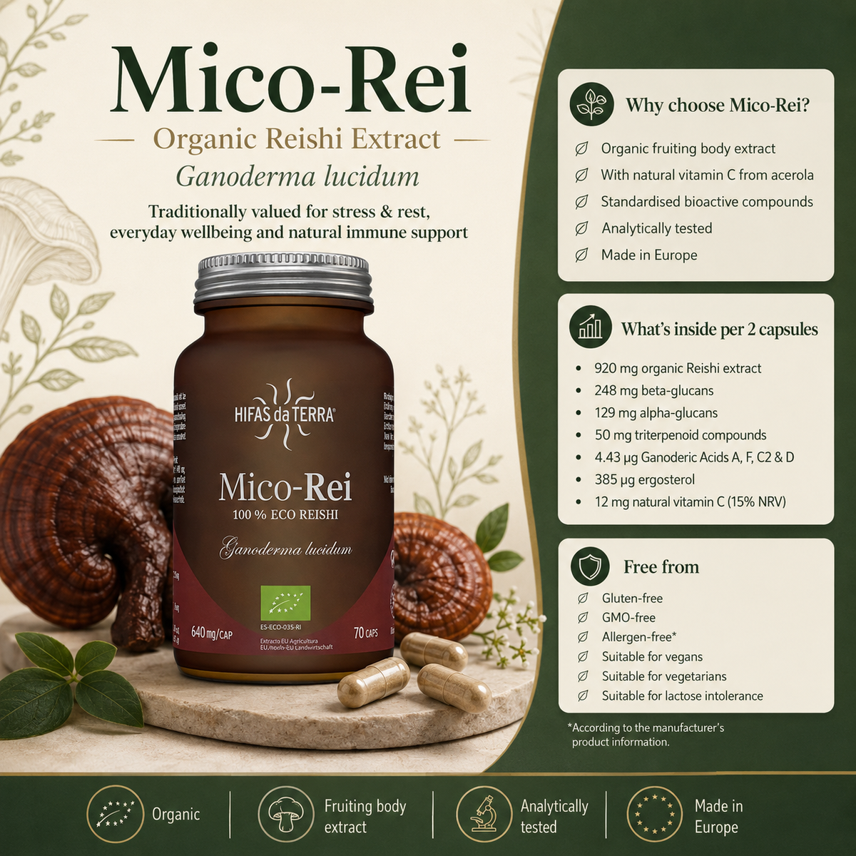 Hifas da Terra Mico-Rei Organic Reishi Extract Capsules